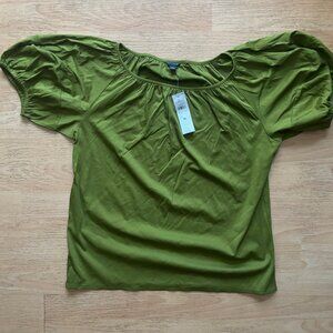 Ann Taylor Round Neck Green Blouse